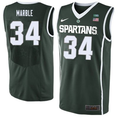 Men Julius Marble Michigan State Spartans #34 Nike NCAA Green Authentic College Stitched Basketball Jersey CC50W06DW
